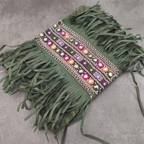 Boho Style Drawstring Bucket Bag Women Handbag Faux Fringe Tassel Shoulder Crossbody Messenger Bag