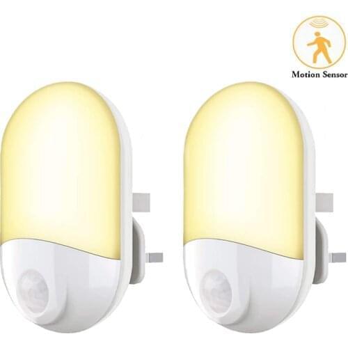 2 Pack LED Motion Sensor Plug-in Night Light Sensor Light Energy Saving Night Light for Kitchen Living Room Bathroom
