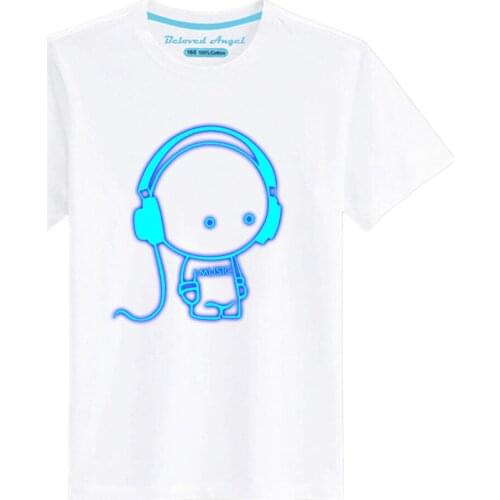Luminous Fashion Cool Kids Boys Girls Summer T Shirt Glow In Dark Teens Toddler T-shirt Baby Costume Casual Tops Tees 3-15T