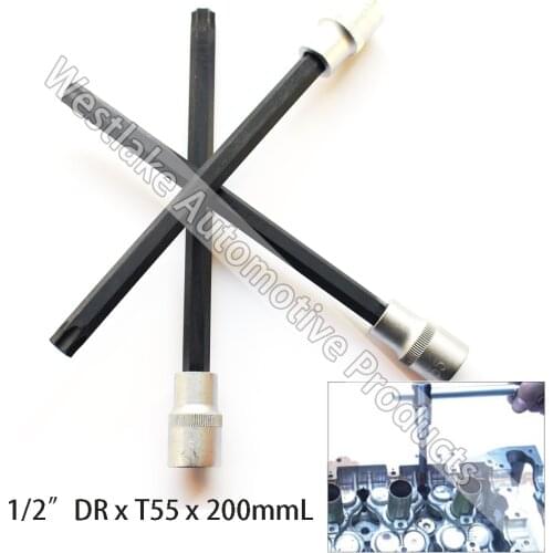 T55 Socket 1/2" Drive Torx Star Bit Extra Long 200mm Engine Head Bolt Socket For BMW (Tamper Proof)