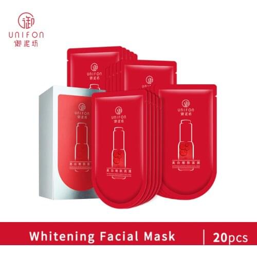 Unifon Whitening Skin Rejuvenation Moisturizing Brightening Face Tone Hyaluronic Acid Natural Plant Essence Facial Mask 28ml*20