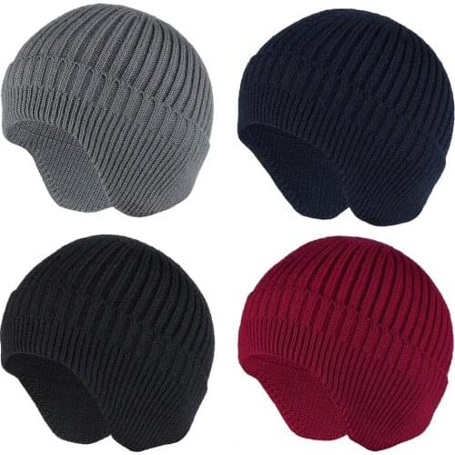 2021 Spring Winter earmuff cap mens outdoor knitted hat Korean Style warm beanies skull hat windproof earflaps bonnet hats