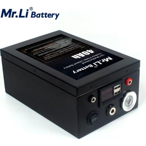 12V 40Ah Lithium-Ion Rechargeable Battery Pack With USB Interface LED Light Waterproof For Outdoor Power Supply FIshing Finder