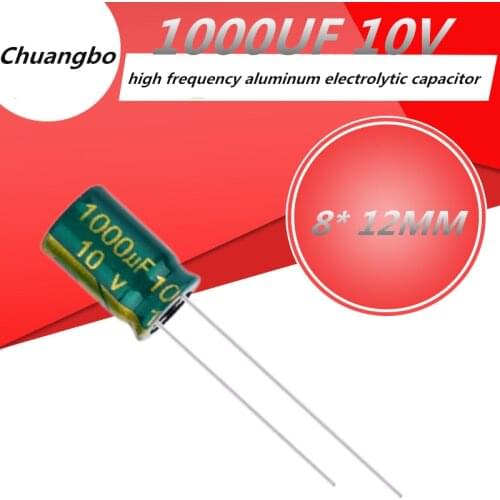 20pcs 10v 1000UF 8X12 Low ESR / Impedance high frequency aluminum electrolytic capacitor size 8X12 1000UF 10v 1000uf 20