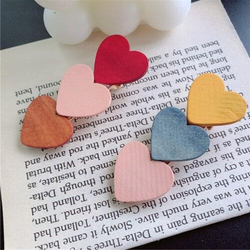 Fashion New 1PC Candy Love Round Hair Clip Retro Hairpin Accessories for Kids Girls Children Wooden Barrette Headdress