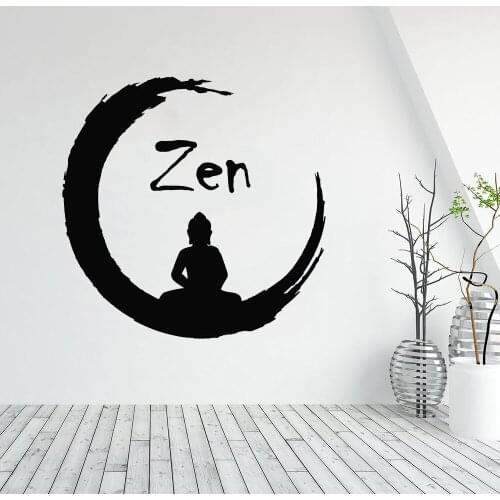 Zen round gym wall stickers Buddhist meditation Buddha yoga vinyl PVC decals bedroom decoration Nordic home interior art design