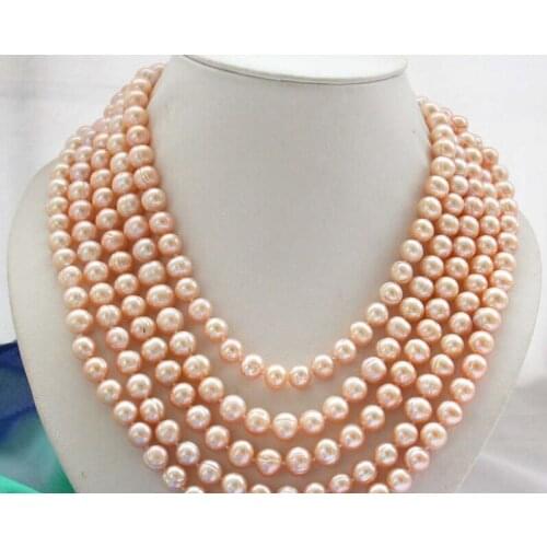 Wedding Woman Jewelry 10mm Pink Pearl Necklace Natural Freshwater Pearl Handmade Gift