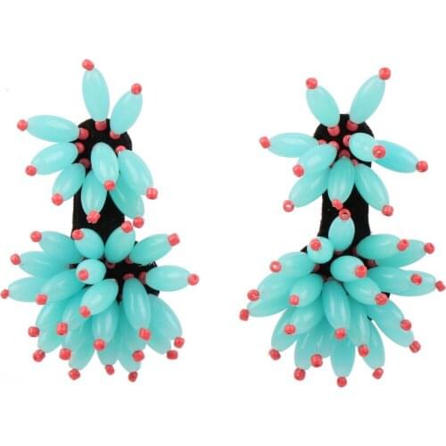 2021 Bead Flower Pendant Statement Dangle Earrings for Women Florate Brand Wholesale Handmade Party New Drop Earrings Jewelry