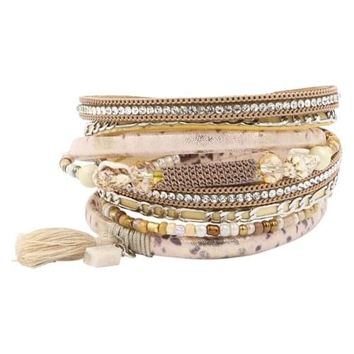 STRATHSPEY PU Leather Bracelets&Bangle For Women Pulseira De Couro Feminine Long Crystal Conch Bead Magnetic Wrap Pulseras Mujer