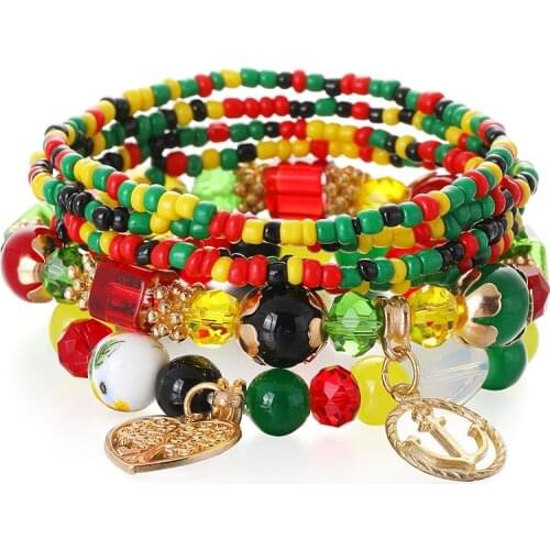 Coloful Stone Beads Multilayer Adjustable Wrap Charm Bracelets for Women Fashion Natural Stone Summer Bracelet Jewelry