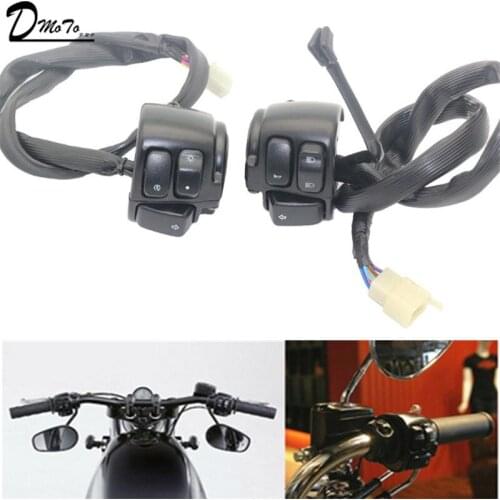 1 pair 1"25mm Handlebar Control Switch for Motorcycle Turn Signal Switch Button With Wiring Harness For Harley Handlebar Switch