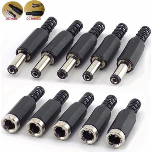 10Pcs DC Male DC Female Connectors DC Power Jack Plug Adapter Cctv Camera Security System for DIY Cctv Accessories 2.1*5.5MM