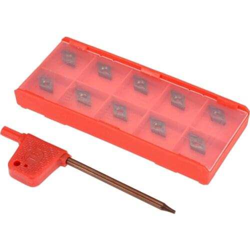 10Pcs DCMT0702 YBC205 Carbide Inserts Durable Lathe Turning Tool Boring Bar Cutter Blade with Wrench For Machining Steel