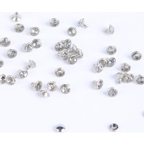 30-100Sets 5-11.2mm Silver Crystal Trim Rhinestone Garment Rivets Diamante Stud DIY Crafts Leather Decor Spikes Glass Drill Nail