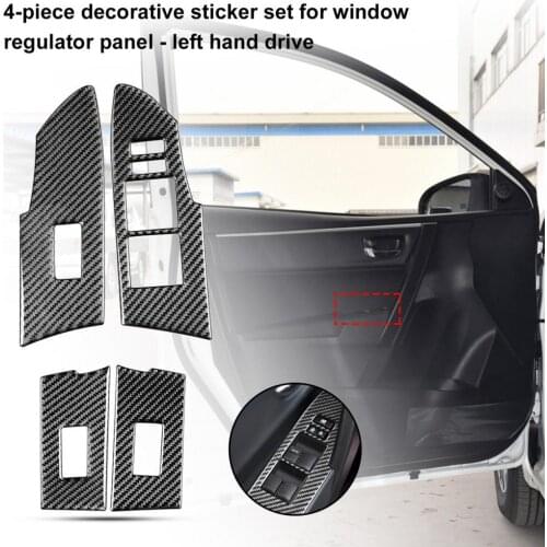 4Pc Panel Trim Cover Anti-scratch Carbon Fiber Interior Door Window Switch Frame Sticker for Toyota Corolla 2014-2018 Left Drive