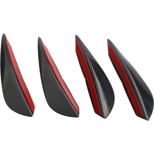 4pcs Universal Carbon Fiber Fit Front Bumper Lip Diffuser Fin Splitter Fins Body Spoiler Canards Valence Chin Car Tuning Rubber