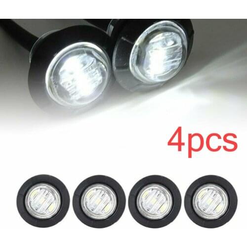 4X 12V OUTLINE ROUND SIDE MARKER 3 LED WHITE LIGHTS LAMP FOR LORRY TRAILER TRUCK Car Headlight Fog Lamp