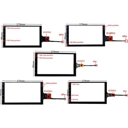 7 inch GT911 174mm*99mm Capacitive Touch Digitizer for Car multimedia DVD GPS navigation multimedia Touch screen panel Glass