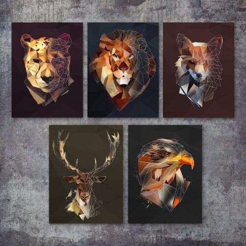 Abstract Lion Wolf Deer Eagle Leopard Wall Art Canvas Painting Nordic Posters And Prints Wall Pictures For Living Room Decor