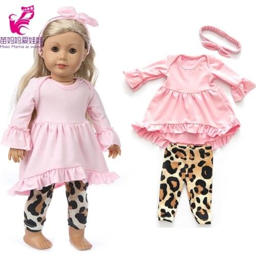 43cm Baby New Born Doll Asymmetrical Dress Pink Headband 18 Inch American OG Girl Doll Clothes