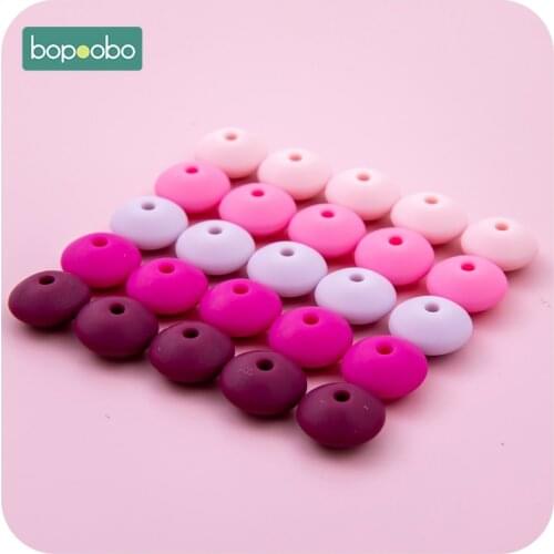 Bopoobo 40pc BPA Free Beads Pacifier Chain Holder For Nipples Silicone Beads For Chewing Necklace Beading DIY Accessories Baby