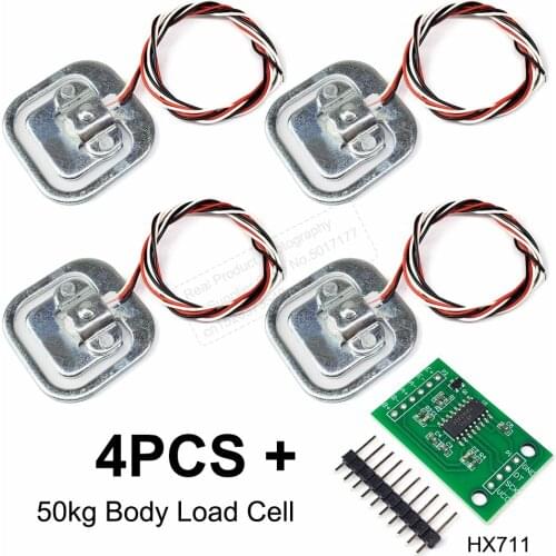 4PCS 50kg Human Scale Load Cell Weight Sensor + HX711 AD Module Body Load Cell Weighing Pressure Sensor Measurement Tools
