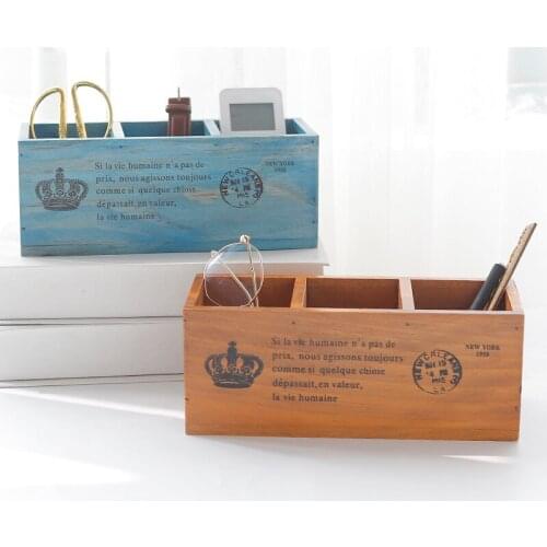 1Pcs Wooden Storage Boxes Creative Wood Pencil Vase Containers Remote Control Home Office Desk Decor Supplies Organizer Holders