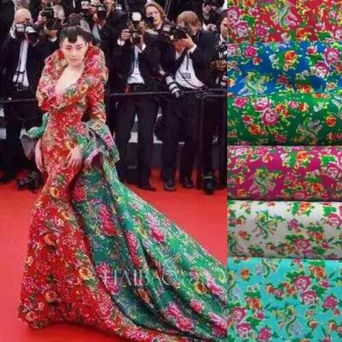 Movie party long wedding dress fabric flower pattern french neoprene fabric print fabric print for sewing Money pattern Cash