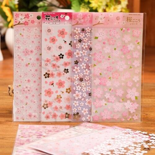 Oriental Cherry Blossom Sakura Stickers DIY Scrapbooking Material Petal Flower Diary Notebook Decoration Hobby Stationery