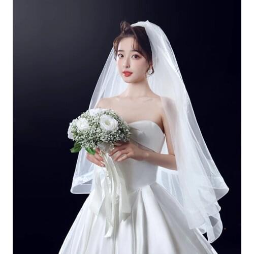 The Brides Head Veil Is Super Fairy Elastic Net Double Modeling Wedding Dress Headdress Sen Is The Wedding Long Head Veil