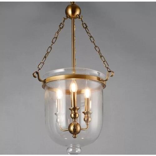 Classical Loft LED Pendant Lights Iron Chain Gold Lamp Body Dinner room Lamp Parlor Bedroom Vintage Pendant Lamp 3 Bulbs 90-260V