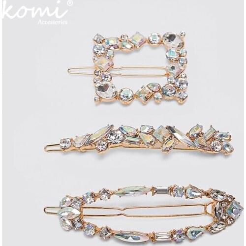 KOMi BUY 1 GET 1 FREE Pls Contact us Rhinestone Crystal Hollow Hair Clip Set Cute Hair Clip Girl Wedding Hair Accessories K1762