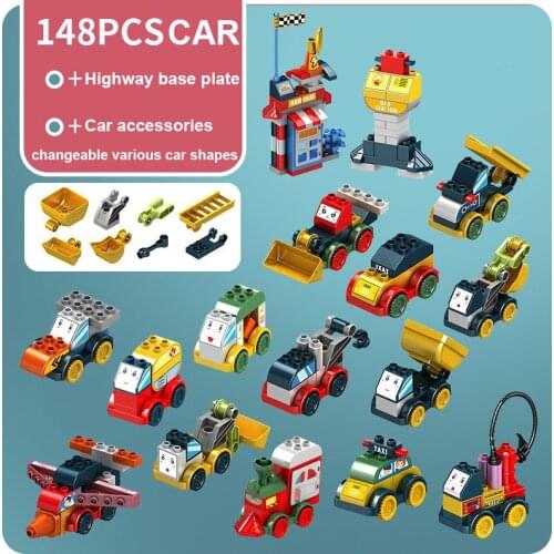 Big Size Compatible With Duploed Variety Of Car Building Blocks Diy Bricks Include Highway Base Plate Educational Xmas Gift Kids