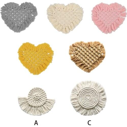 Table Mat Boho Handwoven Tassel Coaster Heat Resistant Braided Macrame Placemat