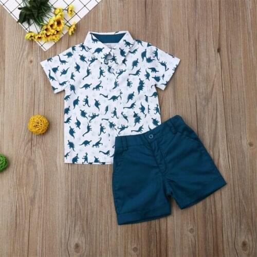 Toddler Kids Baby Boys Summer Outfits T-shirt Tops+pants Suit 2pcs Clothes Set