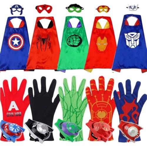 Hot 4pcs/set New Spider Man Doll Action Toys Plastic Cosplay Ironman Glove Launcher with Cloak Set Gifts for Boys Birthday