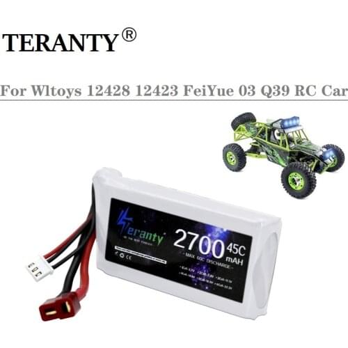 7.4V RC Car Lipo Battery Upgrade 2700mAh Max 60C For Wltoys 12428 12423 RC Car part 2s 7.4v Battery for feiyue 03 Q39 vs 2700mah