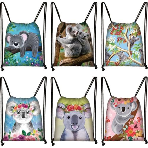 Cute Koala Drawing Pattern Backpack Women Drawstring Bags Ladies Storage Bag for Travel Girls Party Shoes Holder Bags For Gift