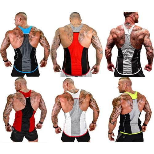 Gym Men Muscle Sleeveless T-shirt Mens T-shirts Trainning Exercise Tank Top Tee Shirt Bodybuilding Sports Fitness Vest Tee