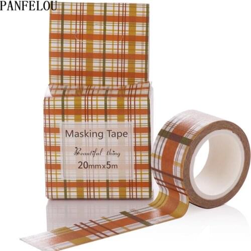 PANFELOU 2CMx5M Yellow grid cartoon Stickers border masking adhesive line paper washi tape DIY Scrapbooking Hand account