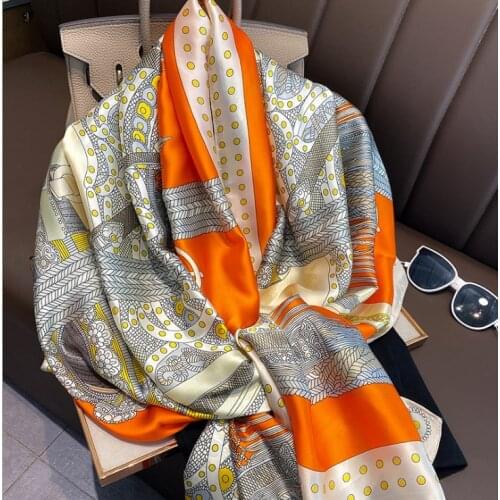 180*90CM thin new lengthened silk scarves in spring and summer ladies long Korean scarves sunscreen beach towels shawls