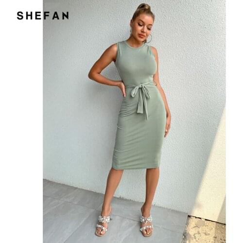 Solid Sashes Soft Date Mini Dress For Women High Waist O-Neck Elegant Bodycon Dresses Sleeveless Slim Sexy Party Vestido 2021