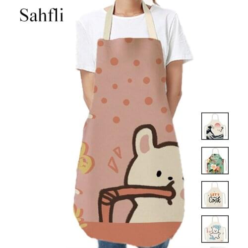 Cartoon Printing Kitchen Aprons for Kids Decoration Personality Novelty Creative Linen Apron 45x56cm Cooking Cleaning Tools