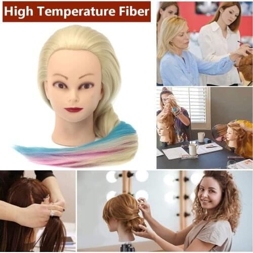 27" Professional Mannequin Head Double Color For Barber Practice Hairstyle Hairdressing Styling Training High Temperature Fiber