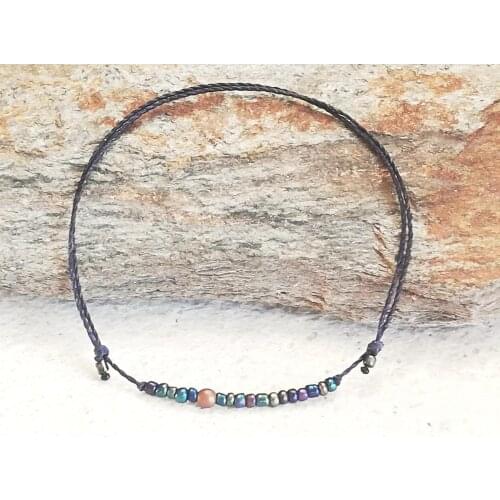 Adjustable surfer anklet, Simple everyday ankle bracelet, Matching anklets for couple