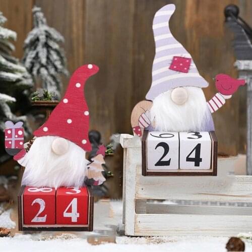 Christmas Wooden Calendar Cute Perpetual Calendar Countdown Card Desk Calendar Christmas Gift DIY Desktop Ornaments