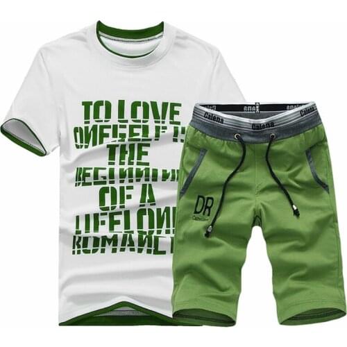 Tracksuit Men New 2021 Summer 2 Piece Set Men Short Sleeve T Shirt Top+Shorts Suit Mens Sportwear Shorts Sets Outwear Sportsuit