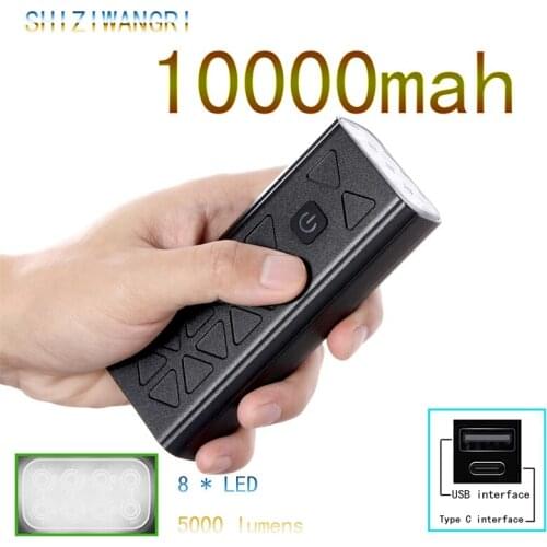 8T6 Bike Light 10000mAh 1200High Lumens Led Bicycle Flashlight USB Rechargeable Front Headlight for Cycling Road MTB LED Light
