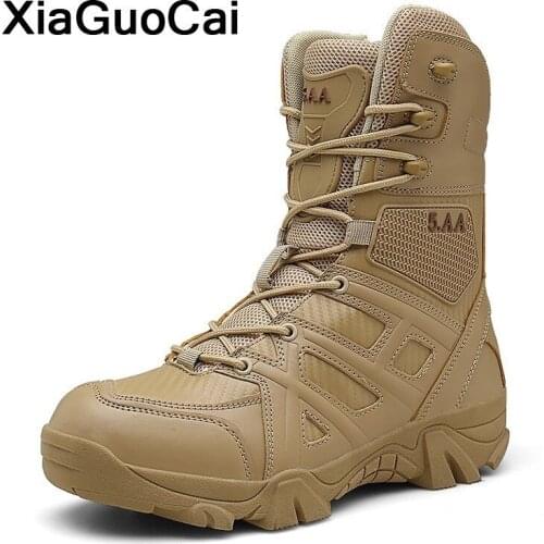 Tactical Army Military Men Ankle Boots Spring Autumn High Top Men Shoes Big Size Antiskid Desert Boots High Quality Footwear