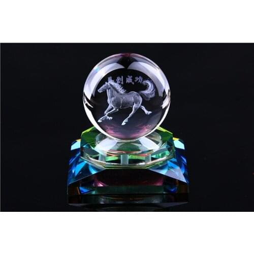 GOOD LUCK # efficacious HOME House CAR Talisman- exorcise evil spirit The town house 3D Crystal horse ball decoration statue